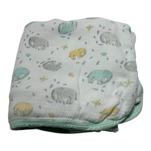 Aden & Anais Ellie Elephant Bird Baby Blanket Yellow Gray Green Blue Layered - Picture 1 of 7